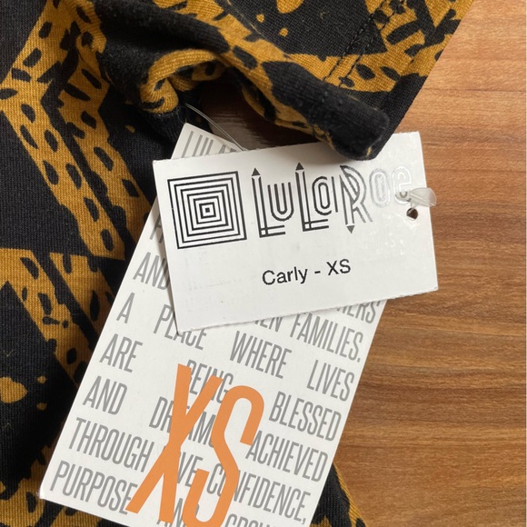 LuLaRoe XS Carly Black Gold High Low Dress - Picture 3 of 5